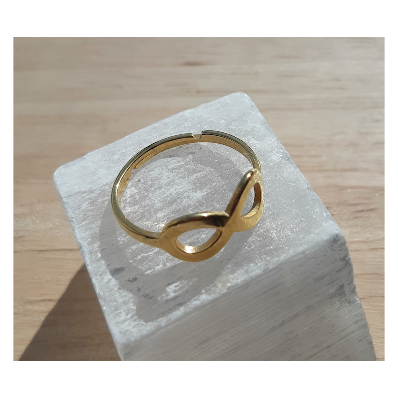 Bague Infini Acier inoxydable, dorée, ajustable