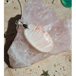 Magnifique Pendentif Scolecite "Plume"