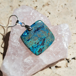 Pendentif Chrysocolle / shattuckite 'Seychelles'