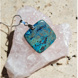 Pendentif Chrysocolle / shattuckite 'Seychelles'