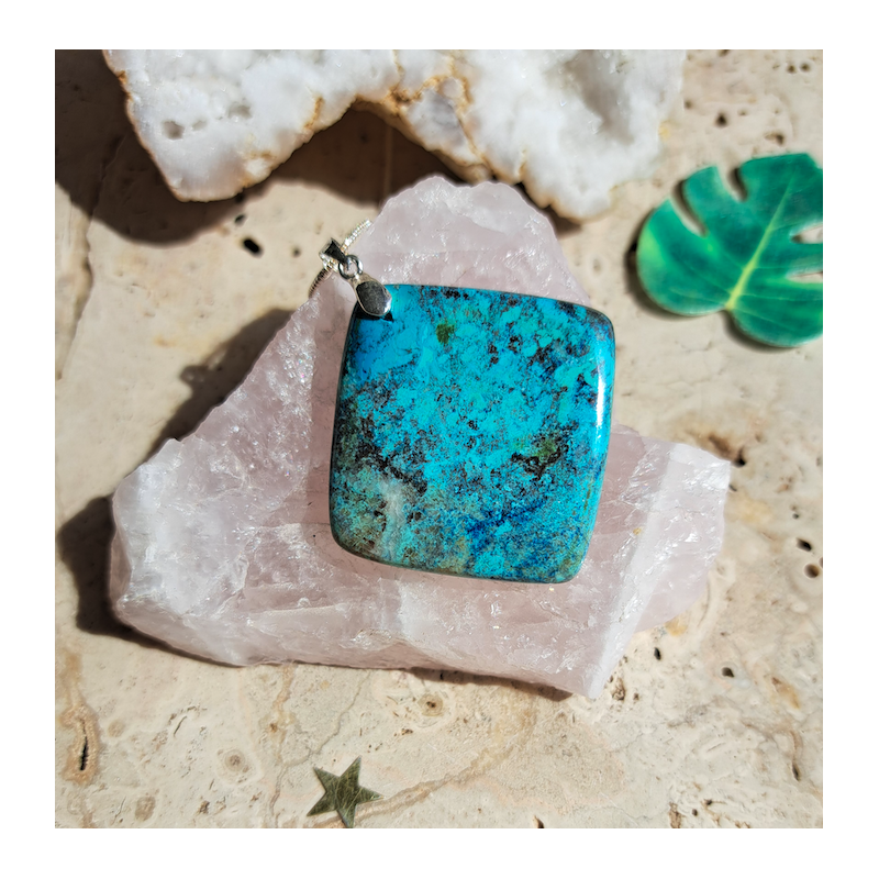 Pendentif Chrysocolle / shattuckite 'Lagoon'