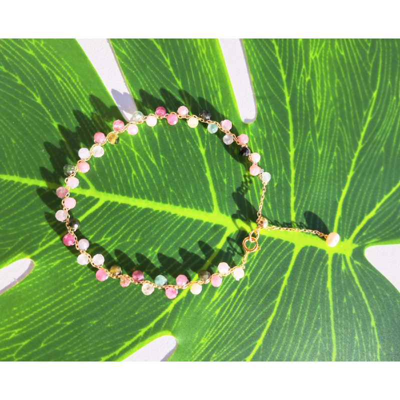 Bracelet Facetté Tourmaline Multicolore